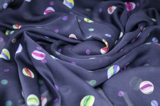 MUSSELINE ACETINADA DE SEDA PURA ESTAMPADA POÁS COLORIDOS