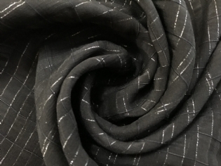 GEORGETTE DEVORÊ DE SEDA PURA PRETO & PRATA METÁLICOS