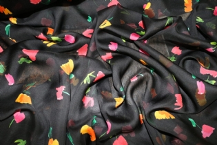 MUSSELINE DE SEDA PURA ITALIANA ESTAMPADA TULIPAS