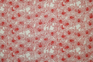 LINHO MISTO ESTAMPADO FLORES HAVAIANAS BEGE & VERMELHO