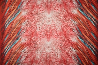 GEORGETTE ESTAMPADO BARRADO ONÇA VERMELHO