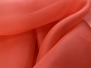 ORGANZA DE SEDA PURA LARANJA FLUORESCENTE