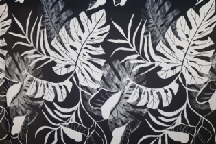 GEORGETTE ESTAMPADO FOLHAGEM PRETO & BRANCO