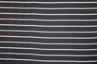 CREPE DE CHINE DE SEDA PURA ESTAMPADO LISTADO PRETO & BRANCO