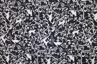 CREPE COM ELASTANO ACETINADO ESTAMPADO ONÇAS PRETO & PRATA