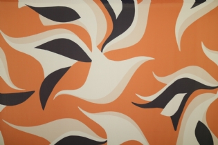 GEORGETTE ESTAMPADO ABSTRATO PRETO & LARANJA