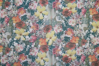 VISCOSE DEVORÊ ESTAMPADA FLORES COLORIDAS