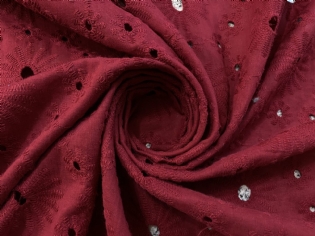 LAISE BORDADA BARRADA DE ALGODÃO VERMELHO CEREJA