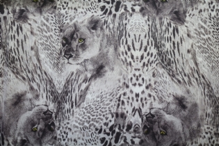 GLOSS TOQUE DE SEDA ACETINADO ESTAMPADO ONÇA ANIMAL PRINT CINZA