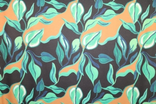 CREPE COM ELASTANO ACETINADO ESTAMPADO FOLHAS