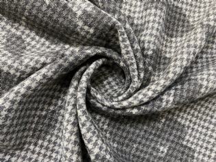 LÃ PURA PELE DE CAMELO DUPLA FACE PIED DE POULE ESTAMPADA & LISA CINZAS