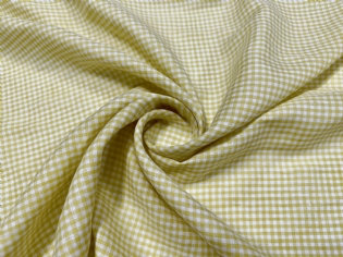 LINHO PURO ESTAMPADO QUADRICULADO VICHY AMARELO