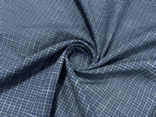 LINHO PURO ESTAMPADO QUADRICULADO AZUL MARINHO