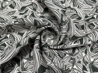 LINHO PURO ESTAMPADO FOLHAS OFF WHITE & GRAFITE