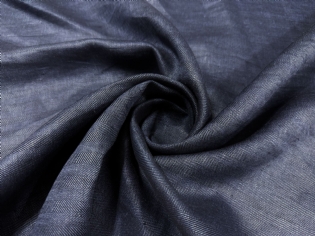 LINHO PURO JACQUARD CHEVRON ESCAMA DE PEIXE AZUL MARINHO